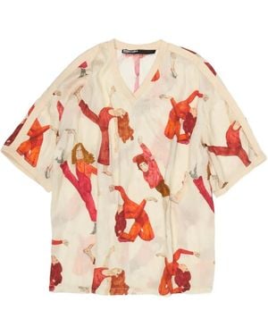 Bimba Y Lola Dancer-Print V-Neck T-Shirt - White