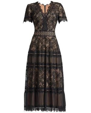 Tadashi Shoji Lace Tiered Dress - Black