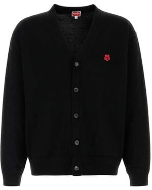 KENZO Embroidered-Motif Cardigan - Black