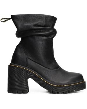 Dr. Martens Kasey Lo Slouchy Leather Ankle Boots - Black