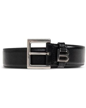 Balenciaga Logo-Plaque Leather Belt - White