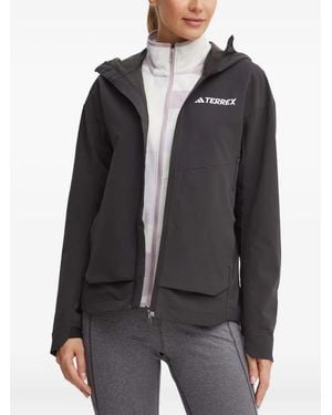adidas Logo-Detail Hooded Jacket - Black