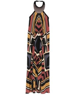 VOLANTIS Vestido Con Estampado Geométrico Y Cuello Halter - Negro