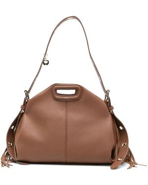 Maje Fringed Leather Tote Bag - Brown