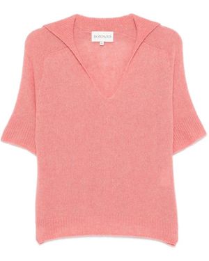Bompard V-Neck Short-Sleeve Polo Top - Pink