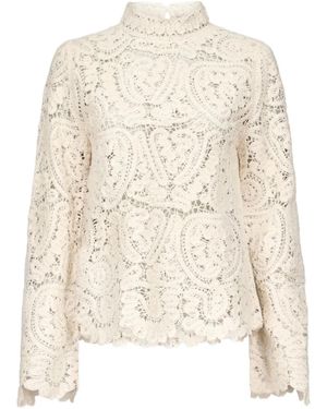 Loulou de Saison Wade Paisley-Pattern Velvet-Silk Top - Natural