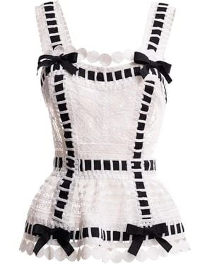 Gemy Maalouf Ribbon-Detail Peplum Corset - White