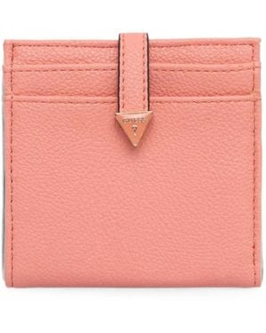 Guess Logo-Plaque Pebbled Wallet - Pink
