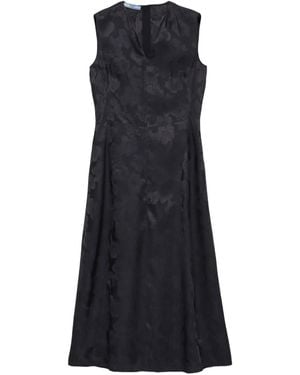 Prada Floral Jacquard Midi Dress - Black