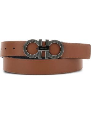 Ferragamo Leren Riem Met Gancini-Gesp - Bruin