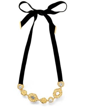 Oscar de la Renta Hammered Crystal-Embellished Necklace - Black