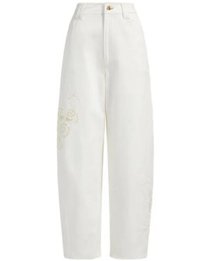 Aje. Pantalones Con Diseño Bordado - Blanco