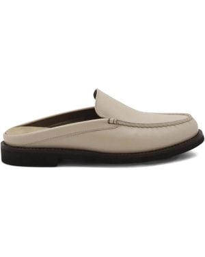Brunello Cucinelli Mules En Cuir - Blanc