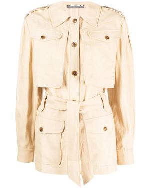 Alberta Ferretti Flap-Pocket Belted Jacket - Natural