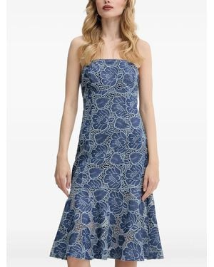 Guess Floral-Lace Strapless Dress - Blue