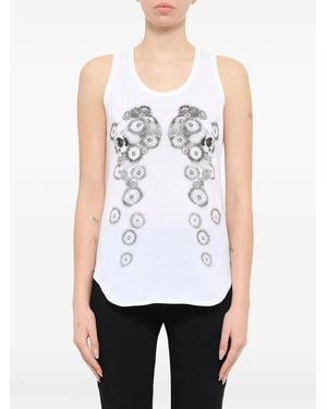 McQueen Pom Skull-Printed Tank Top - White