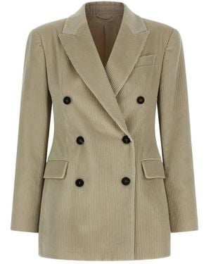 Brunello Cucinelli Corduroy Double-Breasted Jacket - Natural