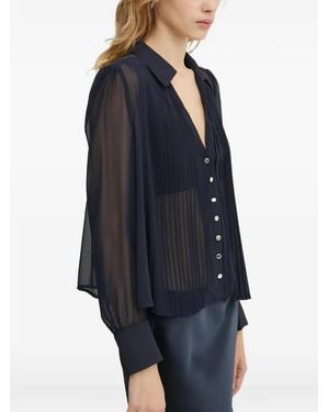Morgan Pleated Buttoned Blouse - Blue