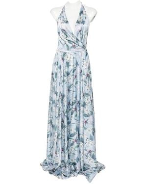 GIADA CURTI Floral-Print Off-Shoulder Maxi Dress - Blue