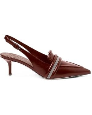 Peserico Zapatos De Tacón Con Tira Trasera Y Cadena Monili - Marrón