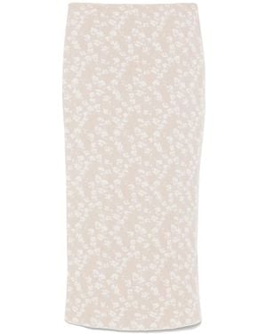 Fendi Jupe Mi-Longue À Fleurs En Jacquard - Blanc