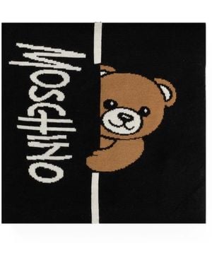 Moschino Teddy Bear Intarsia-Knit Scarf - Black