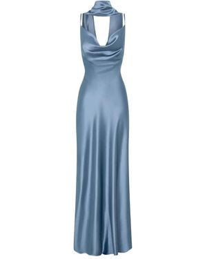 Nicholas Cowl-Neck Maxi Dress - Blue