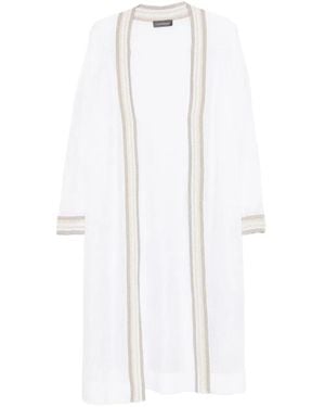 Lorena Antoniazzi Striped-Detail Long-Sleeve Cardigan - White