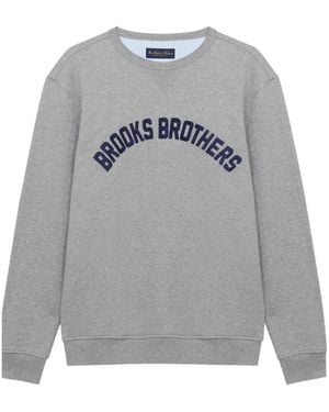 Brooks Brothers Logo-Print Crew-Neck Sweatshirt - Grey