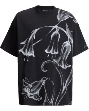 Balmain Printed Flower T-Shirt - Black