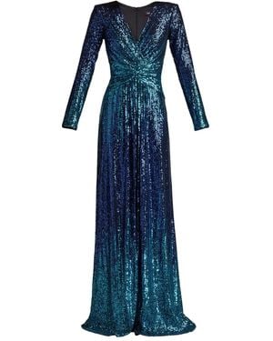 Tadashi Shoji Evona Ombré Sequin Long-Sleeve Dress - Blue