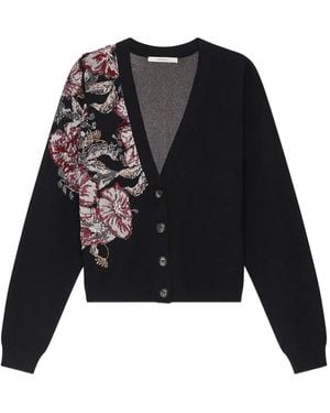 Maliparmi Floral-Jacquard Cardigan - Black