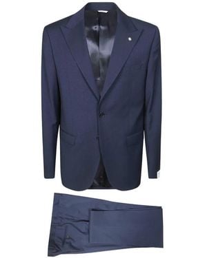 Manuel Ritz Micro-Pattern Suit - Blue