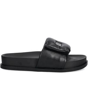 ARMANI EXCHANGE Padded Logo-Detail Slides - Black