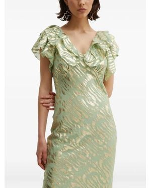 Never Fully Dressed Gerüschtes Maxikleid mit Print - Grün