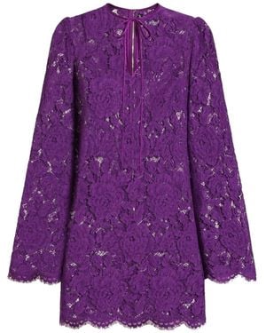 Dolce & Gabbana Lace Mini Dress - Purple