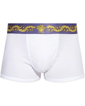 Versace Scroll-Print Waistband Boxers - White