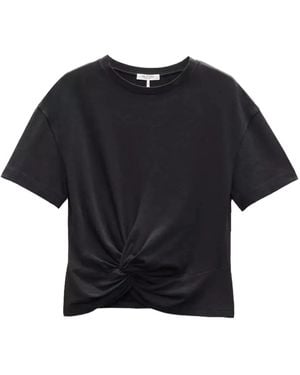 Rag & Bone Twist-Front Cotton T-Shirt - Black