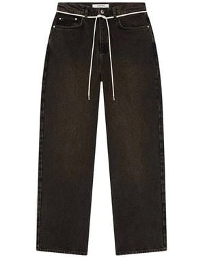 About Blank Drawstring-Waist Logo-Embroidered Jeans - Black