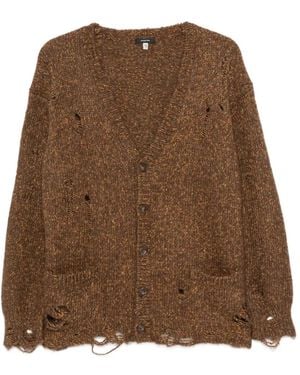 R13 Cardigan Boyfriend Con Effetto Vissuto - Marrone