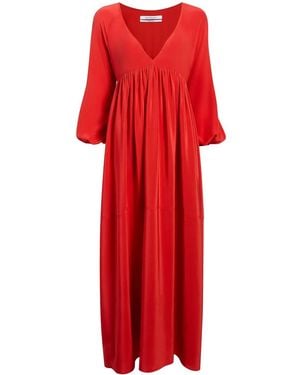Another Tomorrow Pleated Empire Midi Dress - Red