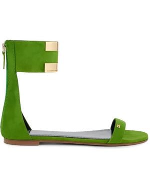 Elisabetta Franchi Ankle-Strap Logo-Plaque Sandals - Green