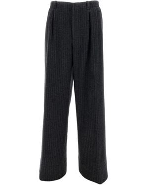 DURAZZI MILANO Pinstripe Pleated Pants - Black