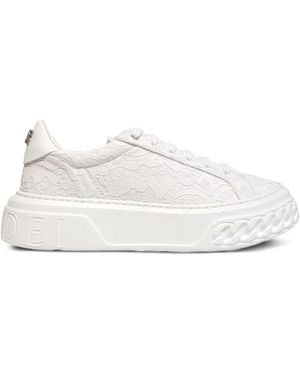 Casadei Off Road Lace-Effect Chain-Trimmed Trainers - White