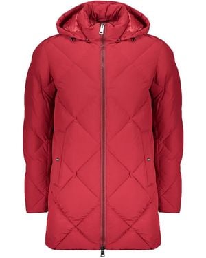Herno Plumífero Con Capucha - Rojo
