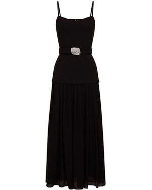 Nicholas Pleated Maxi Spaghetti Strap Dress - Black