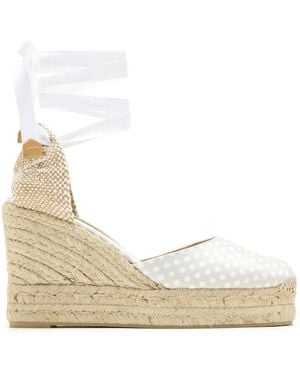 Castañer Carina Polka-Dot Wedge Espadrilles - Natural