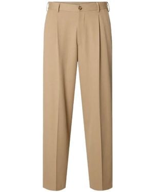 SELECTED 220 Pleated Trousers - Natural
