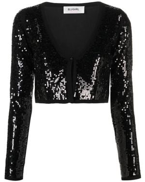 Blugirl Blumarine Sequin-Embellished Cropped Cardigan - Black