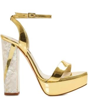 freya rose Tyra Block-Heel Sandals - Metallic